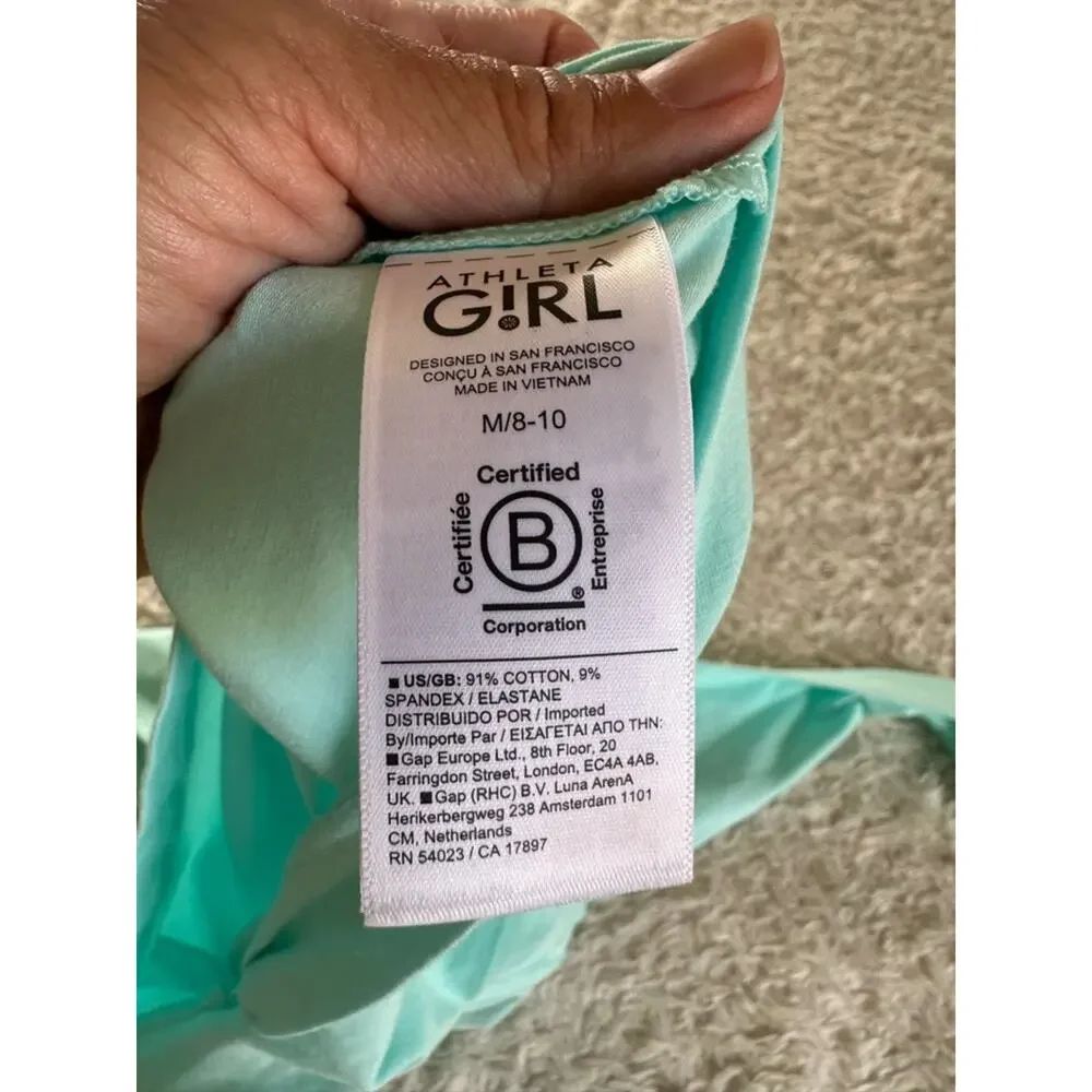 Athleta Girl Twist Around Top Light Teal Casual Workout Size M 8-10 EUC